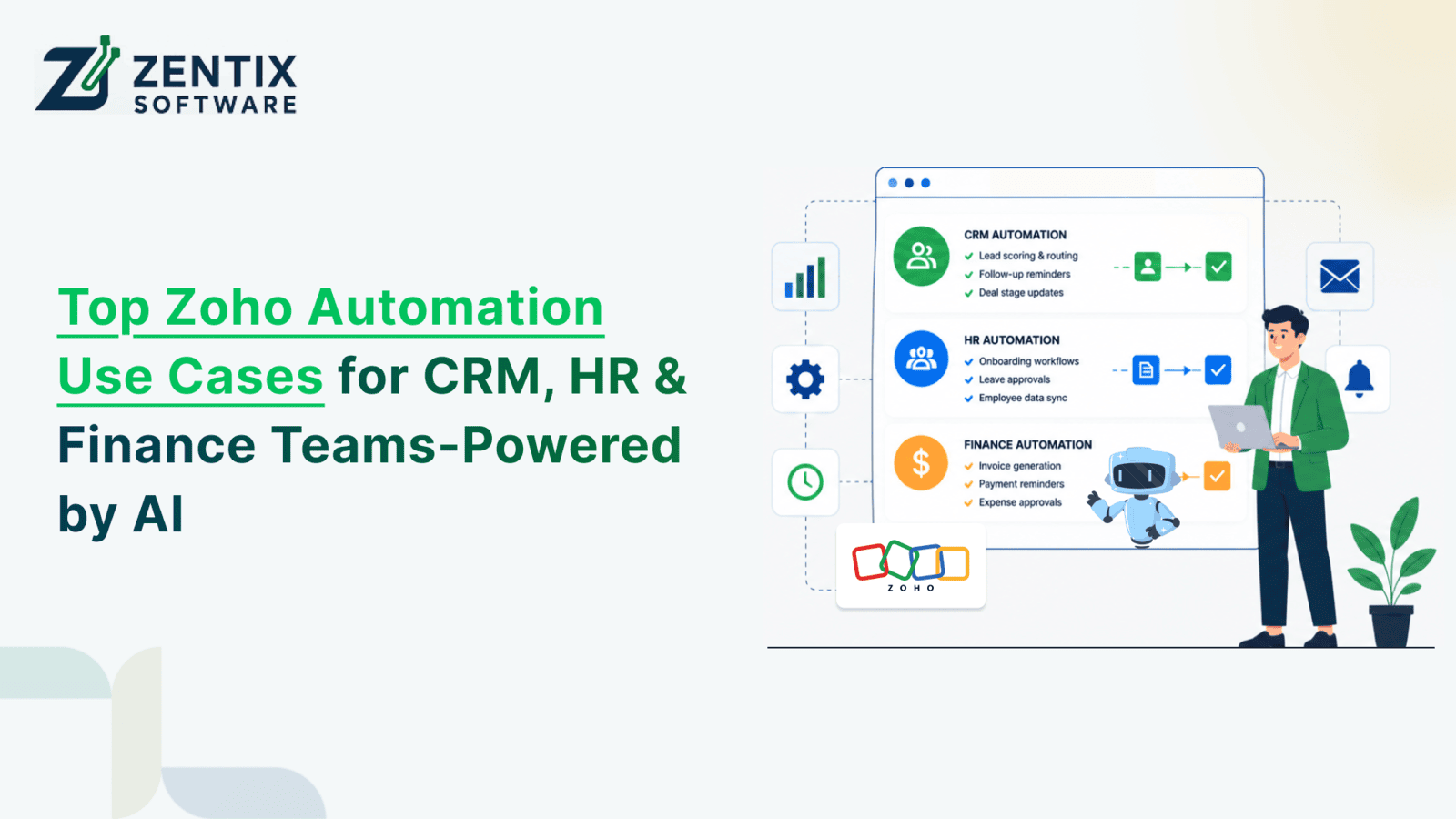 Top Zoho Automation Use Cases for CRM, HR & Finance Teams - Powered by AI